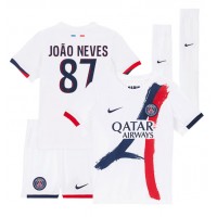 Paris Saint-Germain Joao Neves #87 Auswärts Trikotsatz Kinder 2024-25 Kurzarm (+ Kurze Hosen)